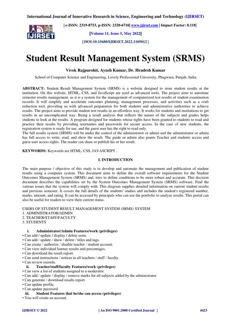 srs.ju.edu.et student result|Srs of Student Result Management System PDF .